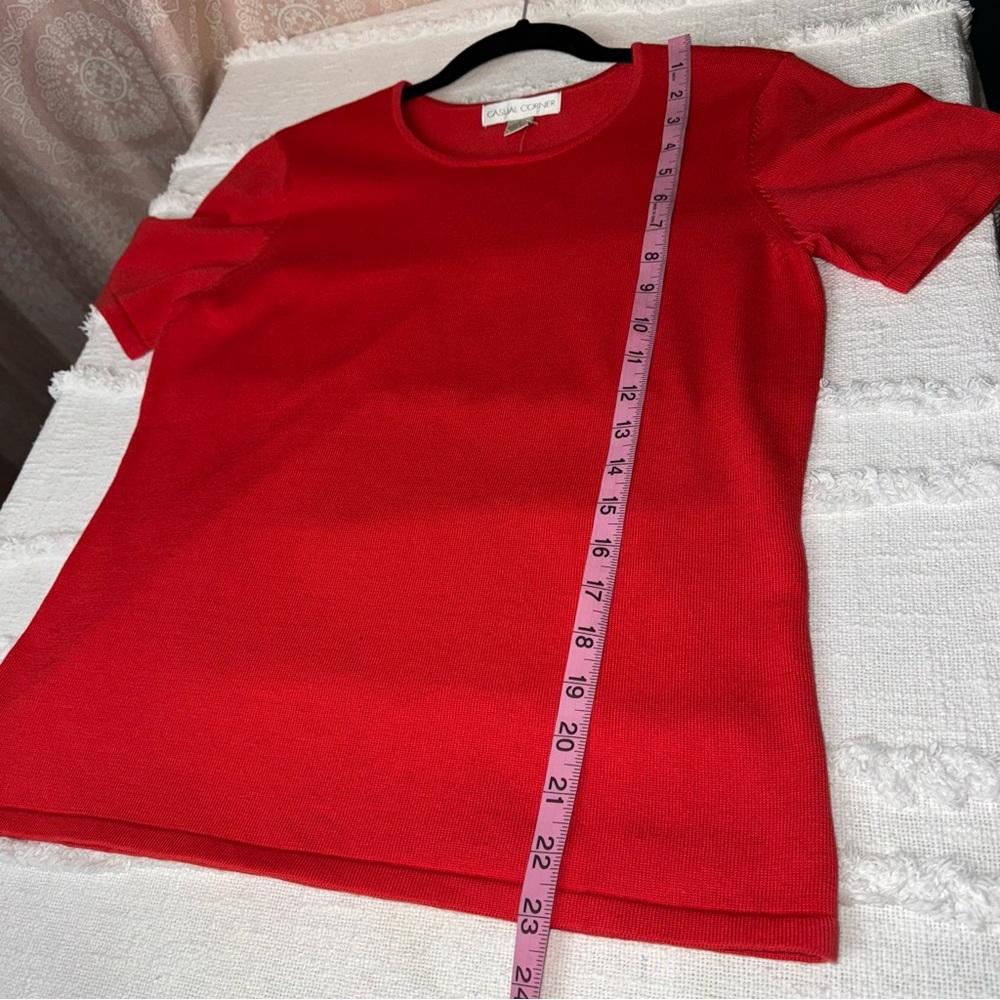 Casual Corner Vibrant Red Short Sleeve Tee - Picture 3 of 8